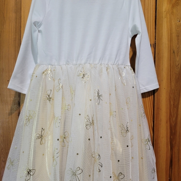 Elegant White and Gold Kids Dress - Picture 2 of 5
